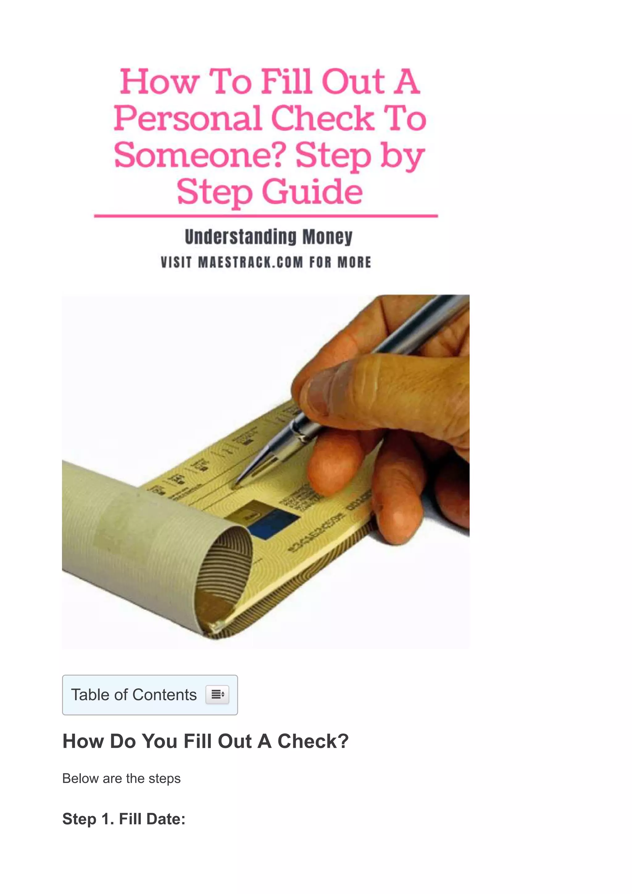 How To Fill Out A Personal Check To Someone