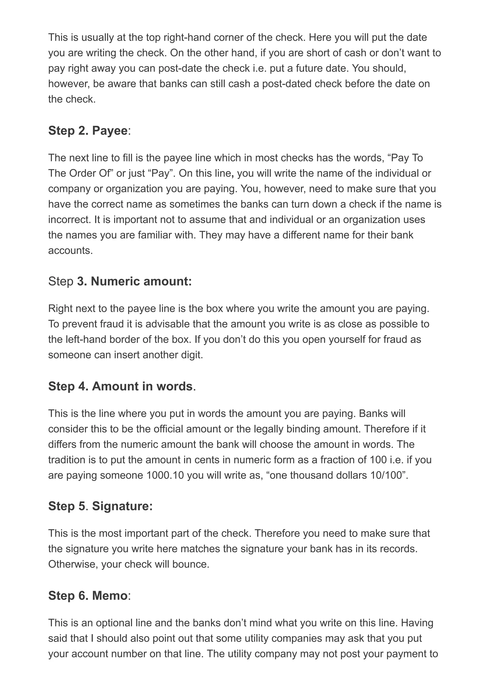 How To Fill Out A Personal Check To Someone