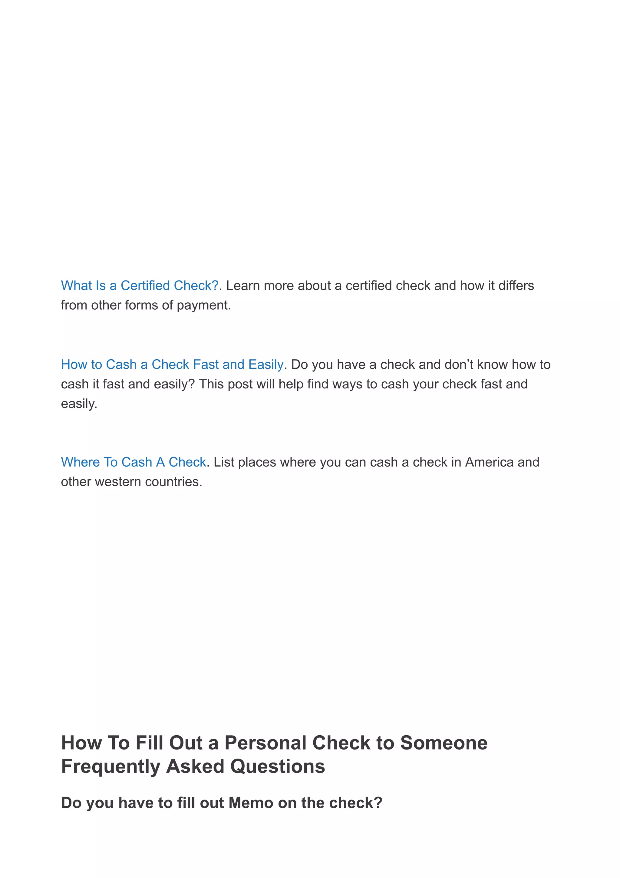 How To Fill Out A Personal Check To Someone