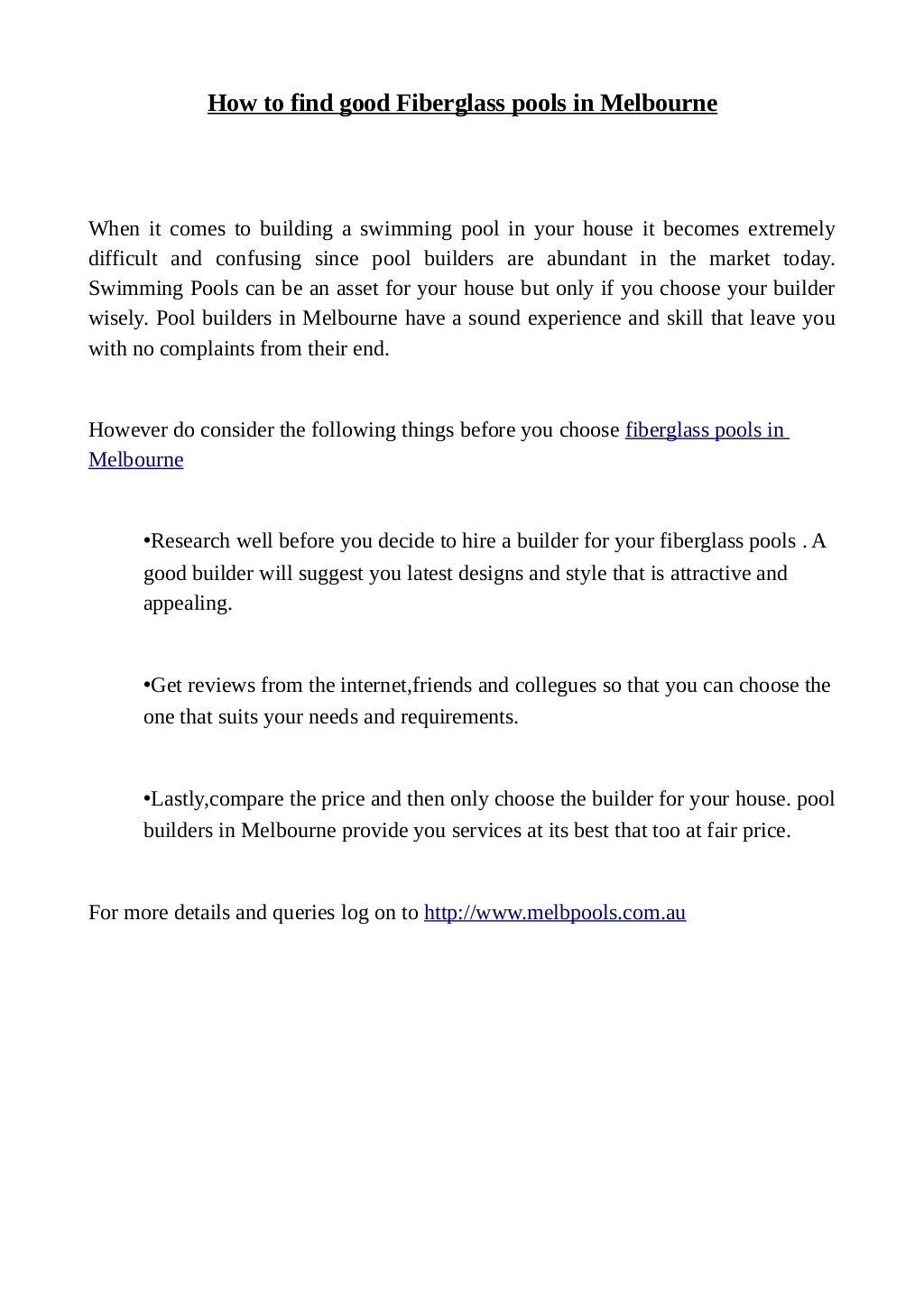 How to find good fiberglass pools