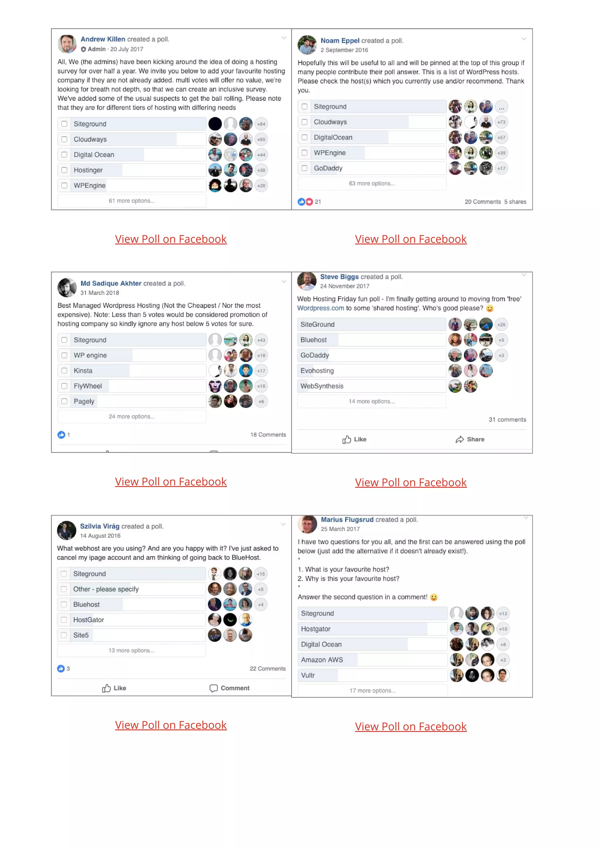 View Poll on Facebook View Poll on Facebook
View Poll on Facebook View Poll on Facebook
View Poll on Facebook View Poll on Facebook
 