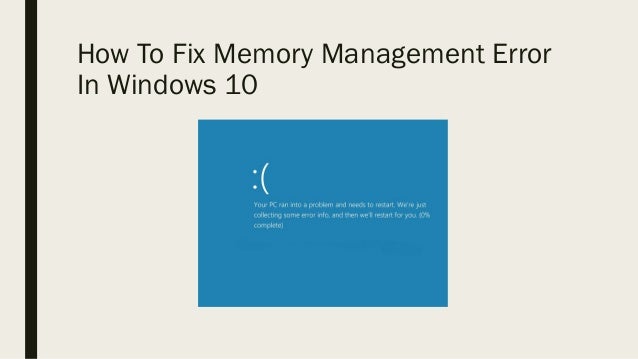 memory management windows 10 fix
