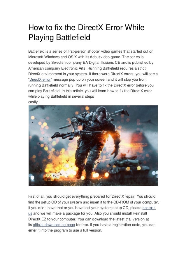 How to fix the DirectX Error While Playing Battlefield