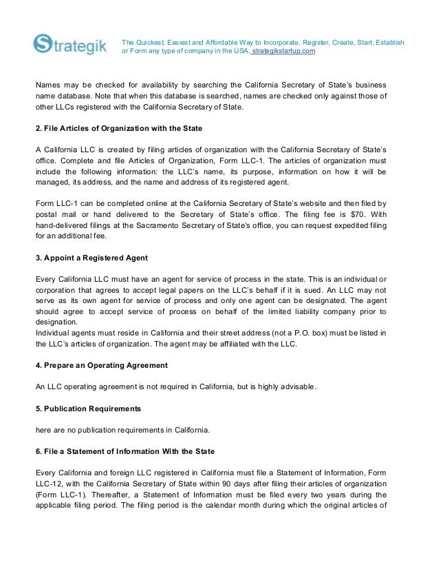 how to form an llc in california statement of information form california