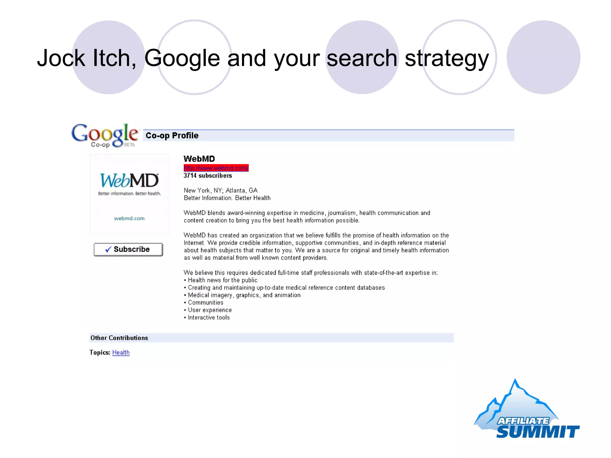 Jock Itch, Google and your search strategy 