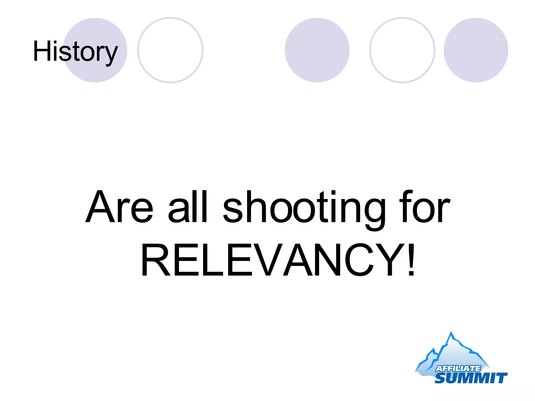 History Are all shooting for RELEVANCY! 