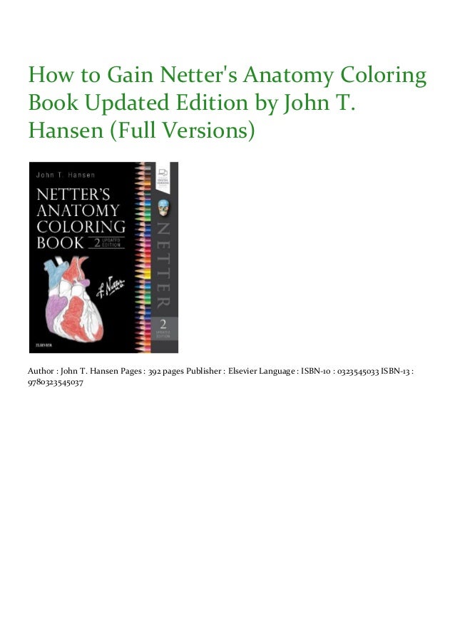 Download How To Gain Netter S Anatomy Coloring Book Updated Edition By John T
