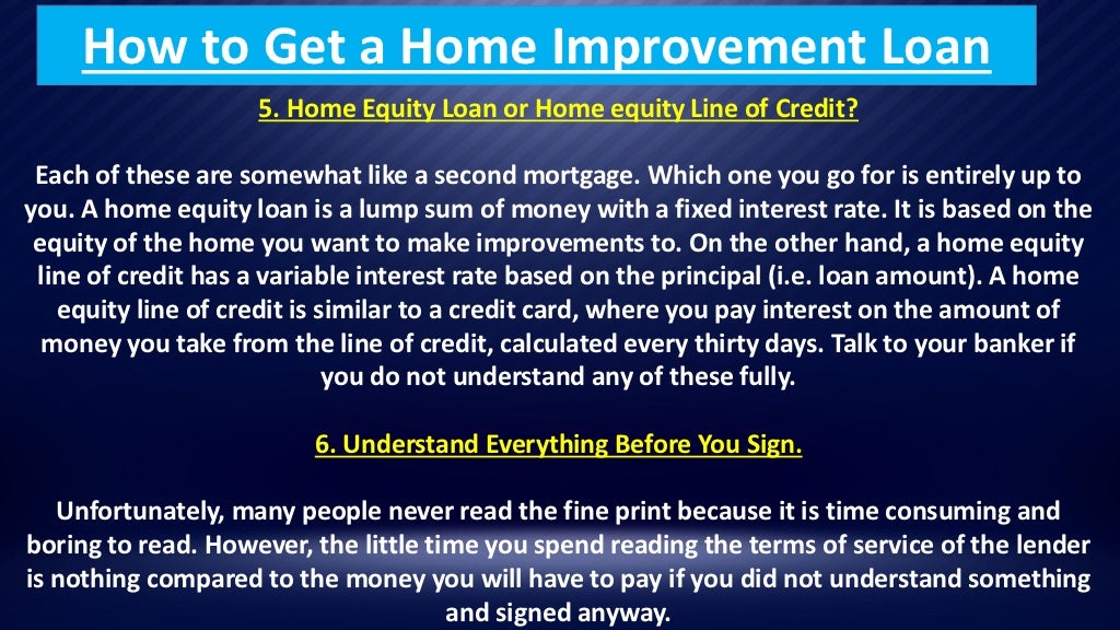 How to get loan for home improvement