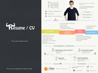 esume / CVR
You are not supposed to tell your age.
This is the resume I sent
 