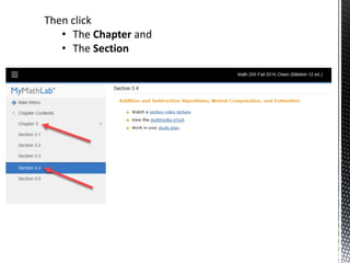 Then click
• The Chapter and
• The Section
 