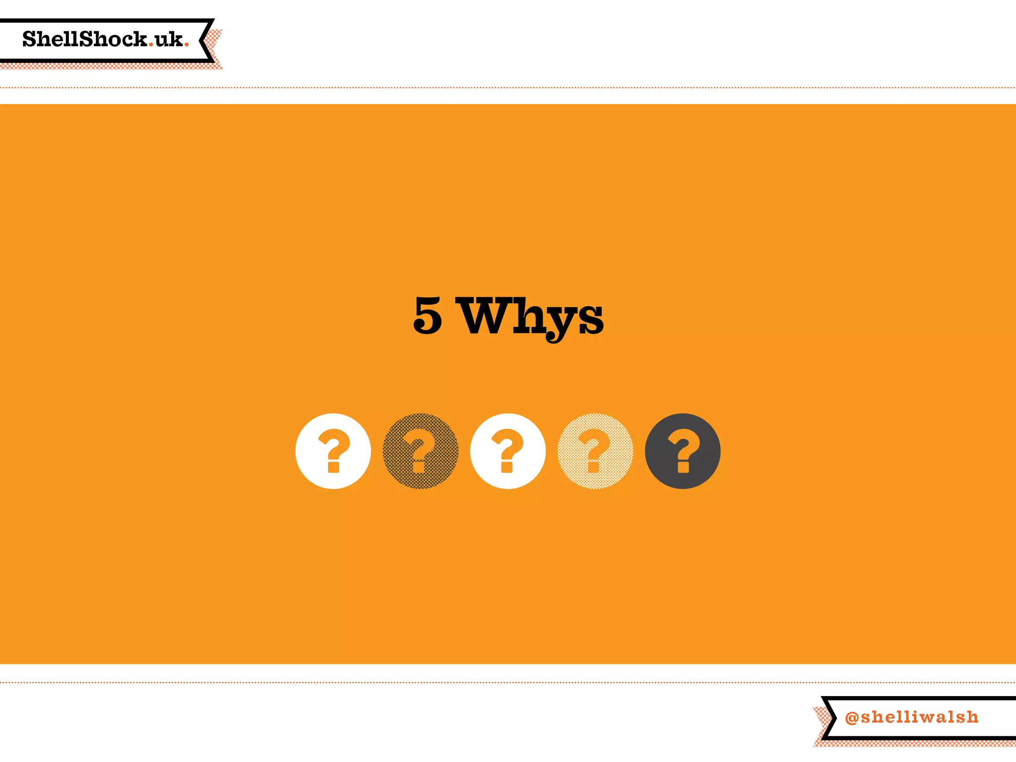 ShellShock.uk.
@shelliwalsh
5 Whys
 