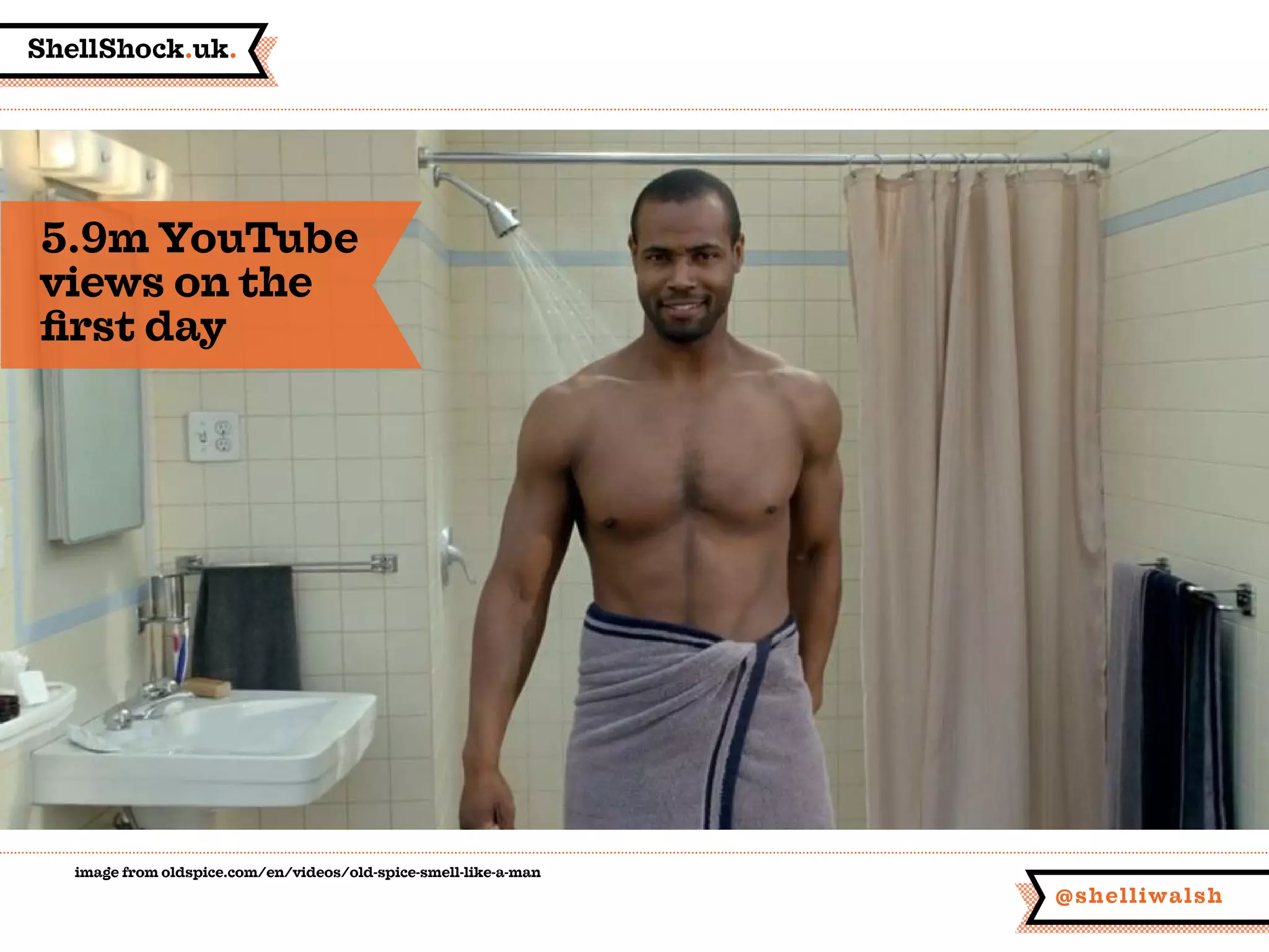 ShellShock.uk.
@shelliwalsh
image from oldspice.com/en/videos/old-spice-smell-like-a-man
5.9m YouTube
views on the
first day
 