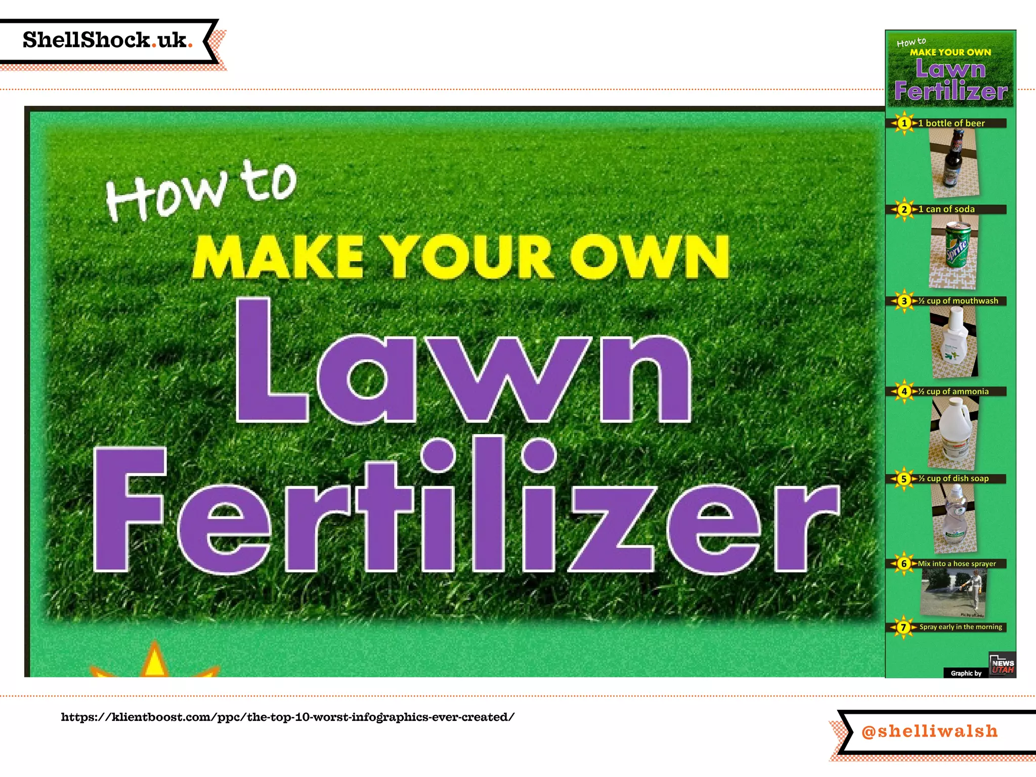 ShellShock.uk.
@shelliwalsh
https://klientboost.com/ppc/the-top-10-worst-infographics-ever-created/
 