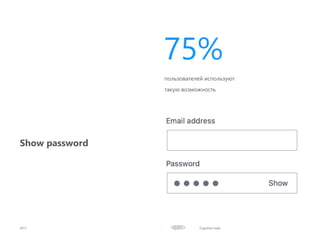 Cognitive Load
Show password
2017
пользователей используют
такую возможность
75%
 