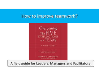 How to improve teamwork?
A field guide for Leaders, Managers and Facilitators
 