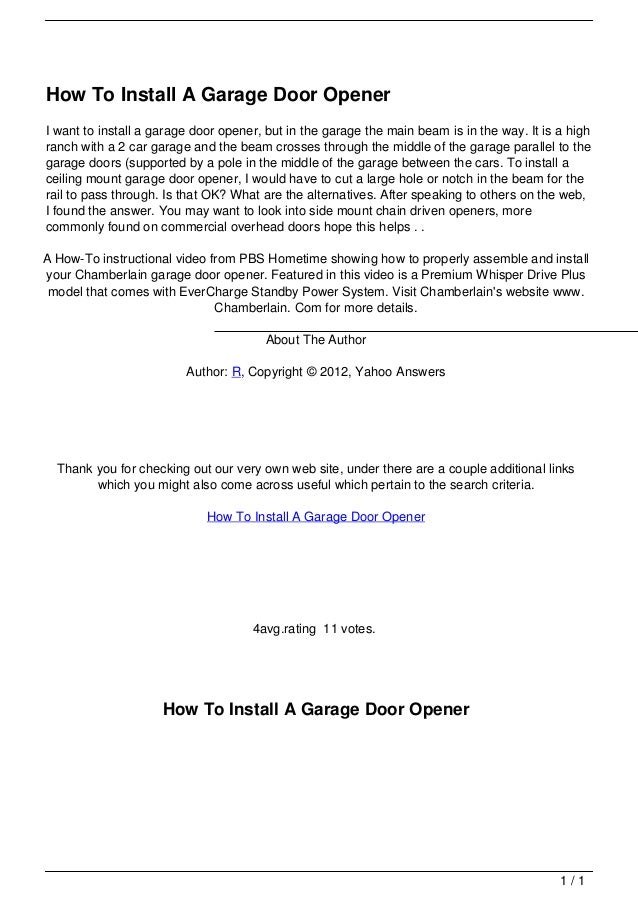 How To Install A Garage Door Opener