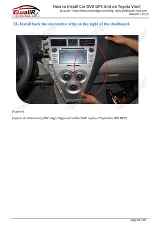 How to-install-car-dvd-gps-unit-on-toyota-vios guides | PDF
