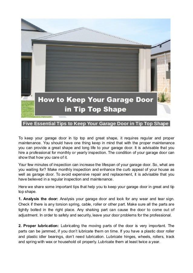 How To Keep Your Garage Door In Tip Top Shape