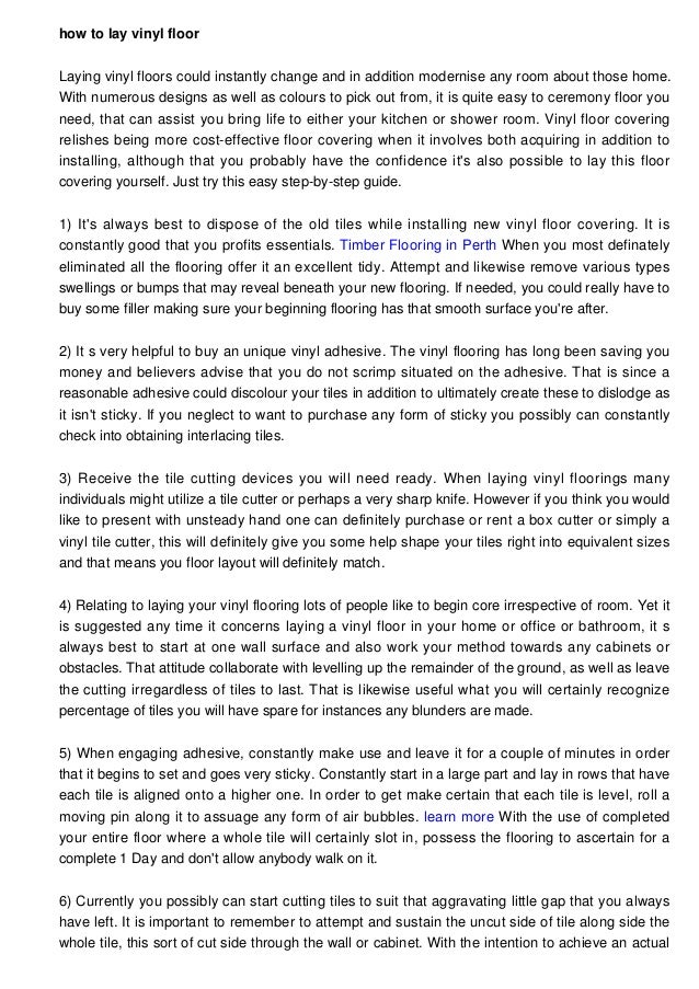 How To Lay Vinyl Floor Covering