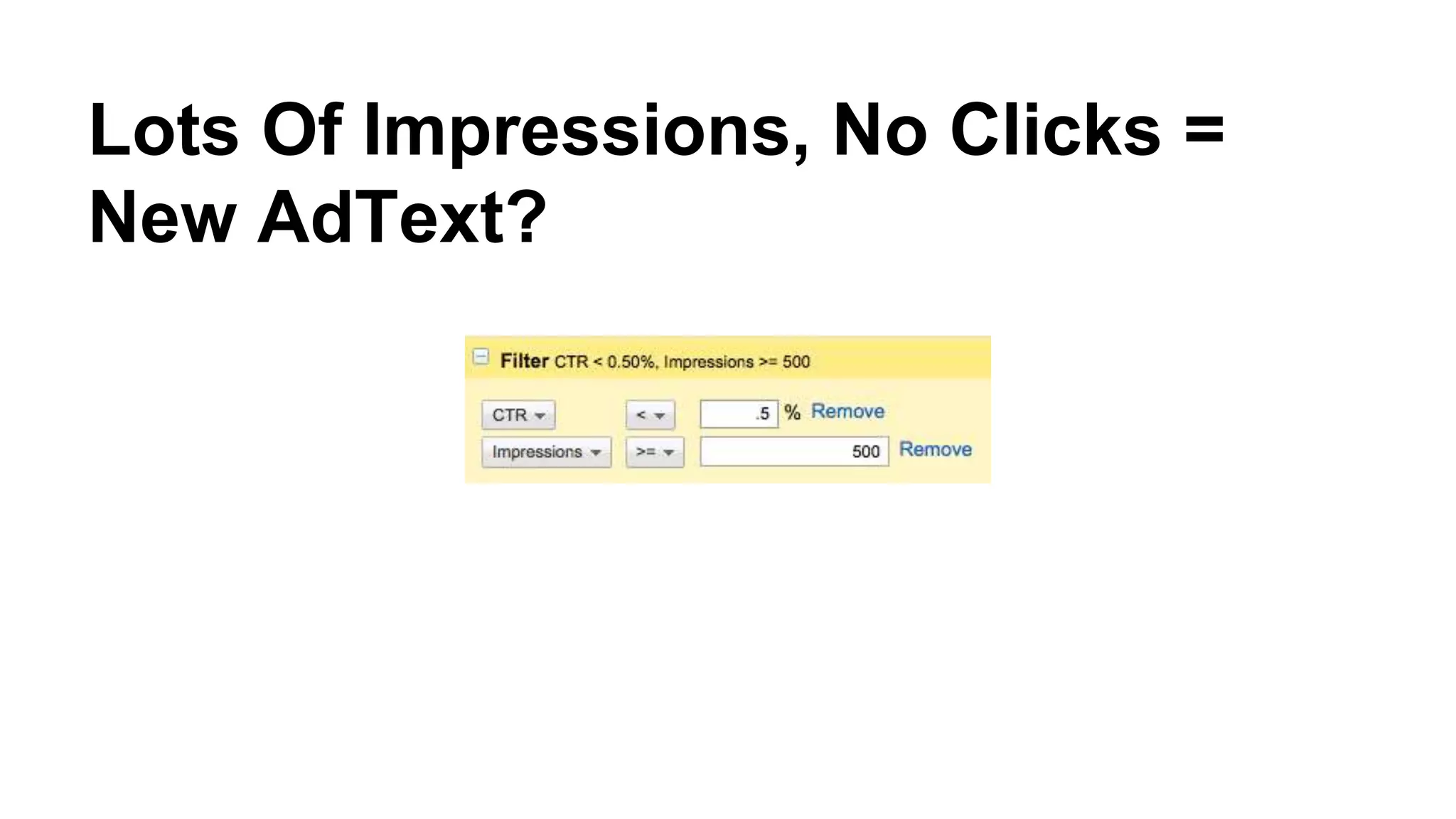 Lots Of Impressions, No Clicks =
New AdText?
 
