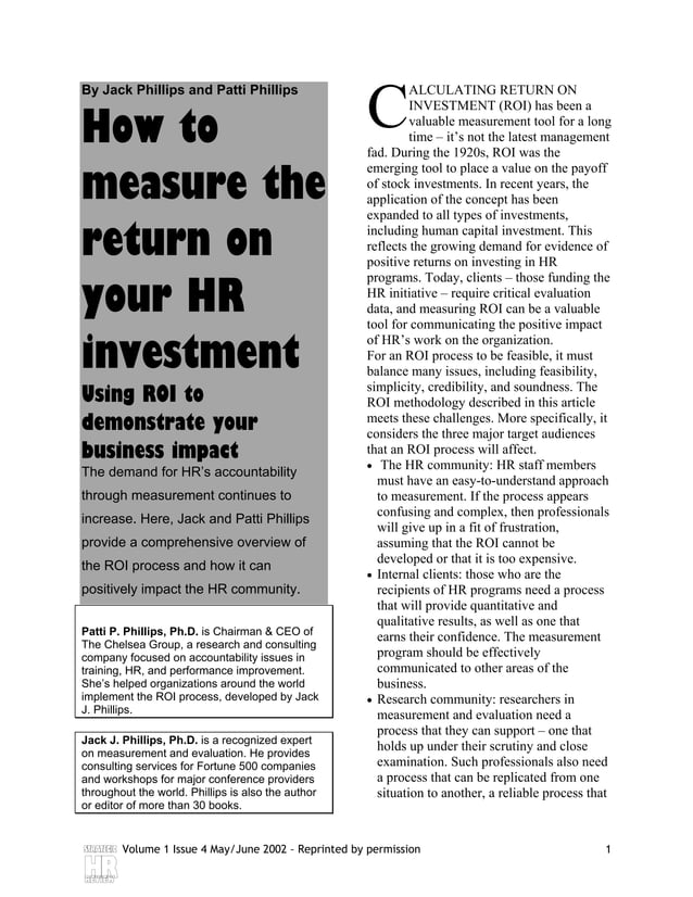 How tomeasurethereturnonyourhrinvestment PDF Human Resources