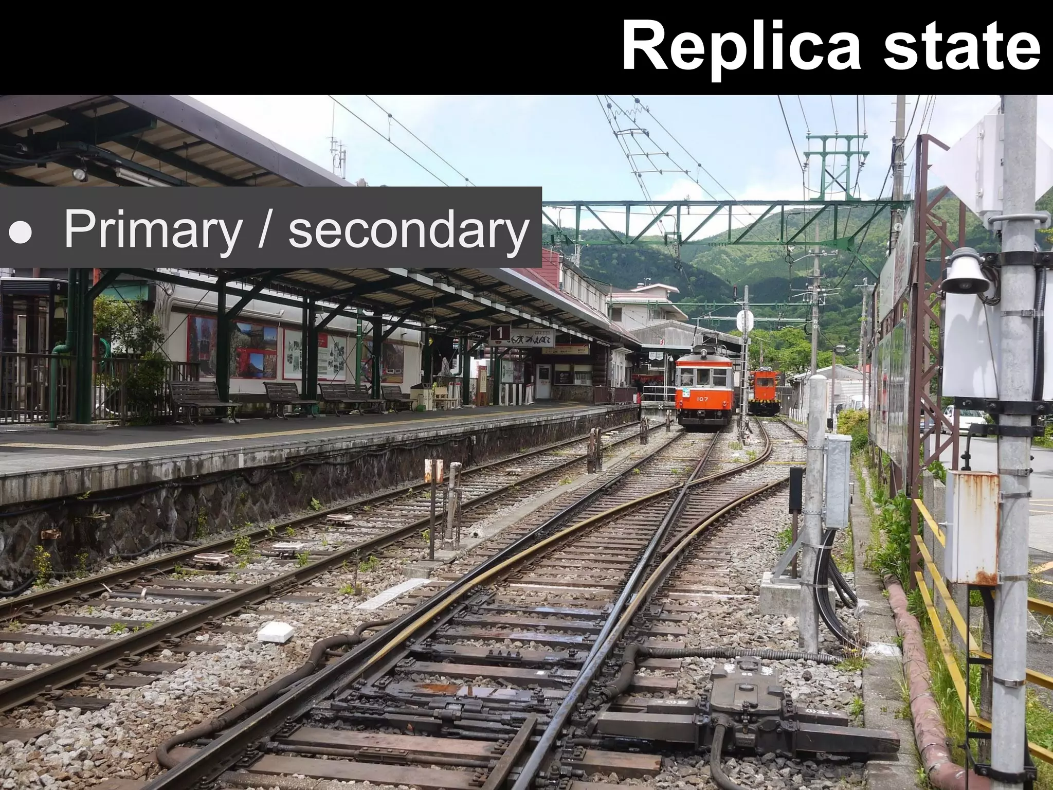 Replica state 
● Primary / secondary 
 