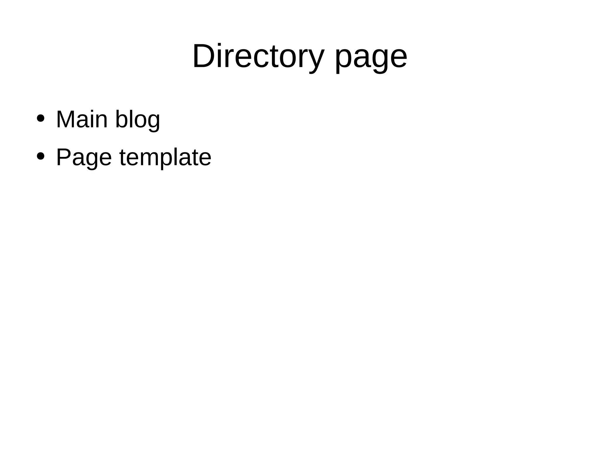 Directory page Main blog Page template 
