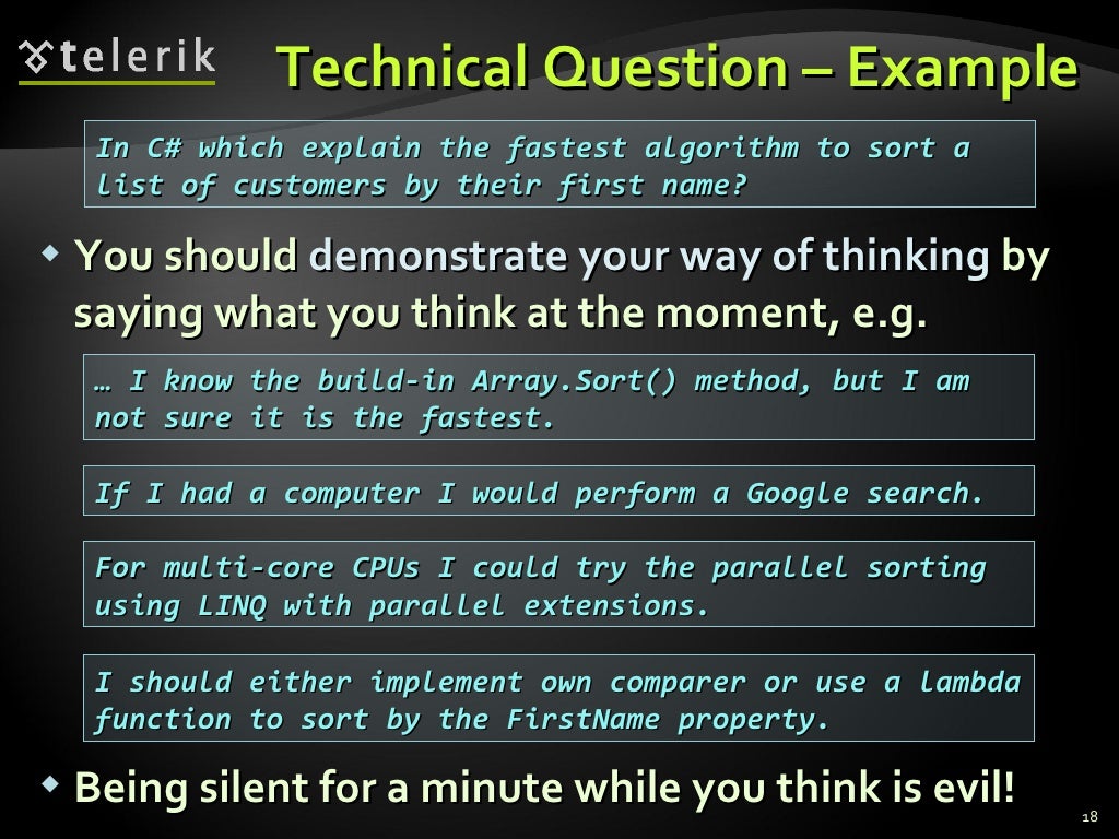 Technical Question Example You