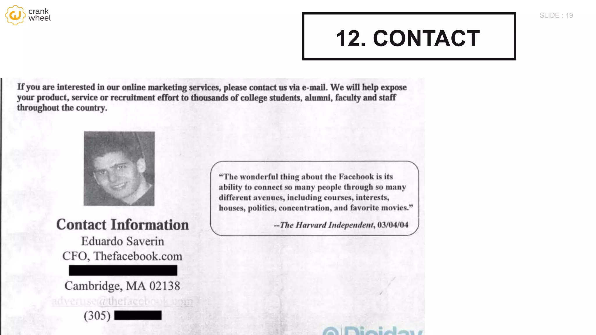 19SLIDE :
12. CONTACT
 
