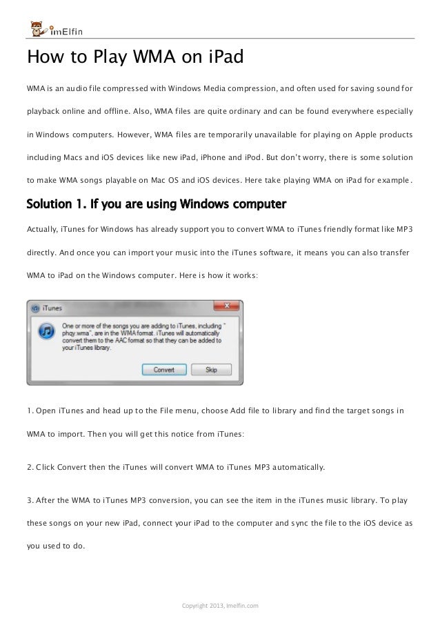 How To Play Wma On Ipad Html