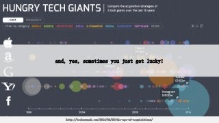 and, yes, sometimes you just get lucky!
http://techcrunch.com/2014/02/25/the-age-of-acquisitions/
 