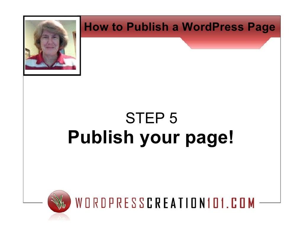 How to publish a wordpress page