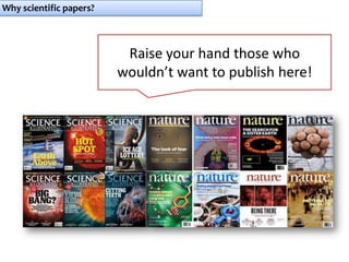Why scientific papers?
Raise your hand those who
wouldn’t want to publish here!
 