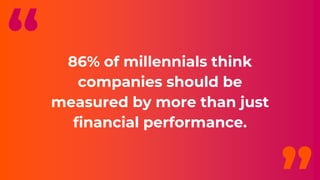 “ 86% of millennials think
companies should be
measured by more than just
financial performance.
 