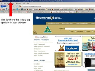 This is where the TITLE tagappears in your browser