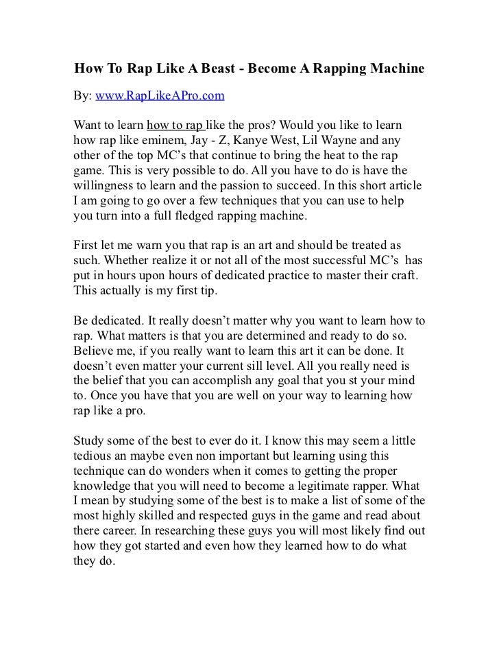 How To Rap Like A Beast Become A Rapping Machine