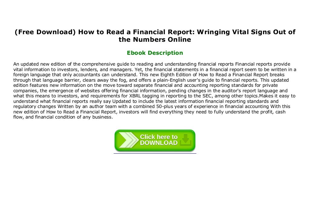  Free Download How To Read A Financial Report Wringing Vital Signs