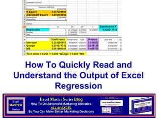 How To Quickly Read and Understand the Output of Excel Regression 