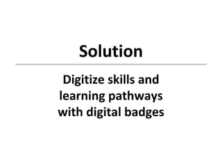 Solution
Digitize skills and
learning pathways
with digital badges
 