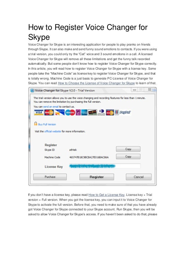 How to Register Voice Changer for Skype