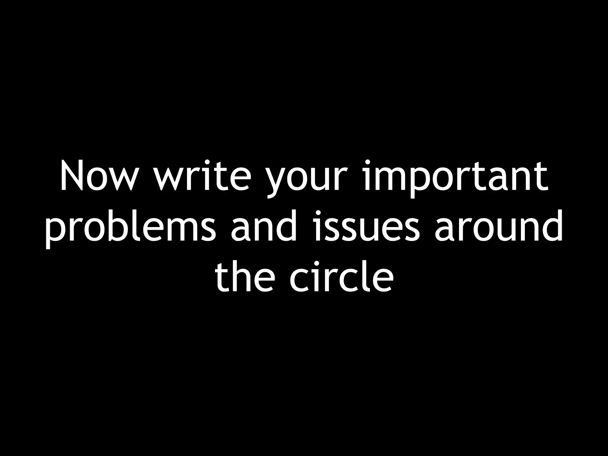 Now write your important problems and issues around the circle 