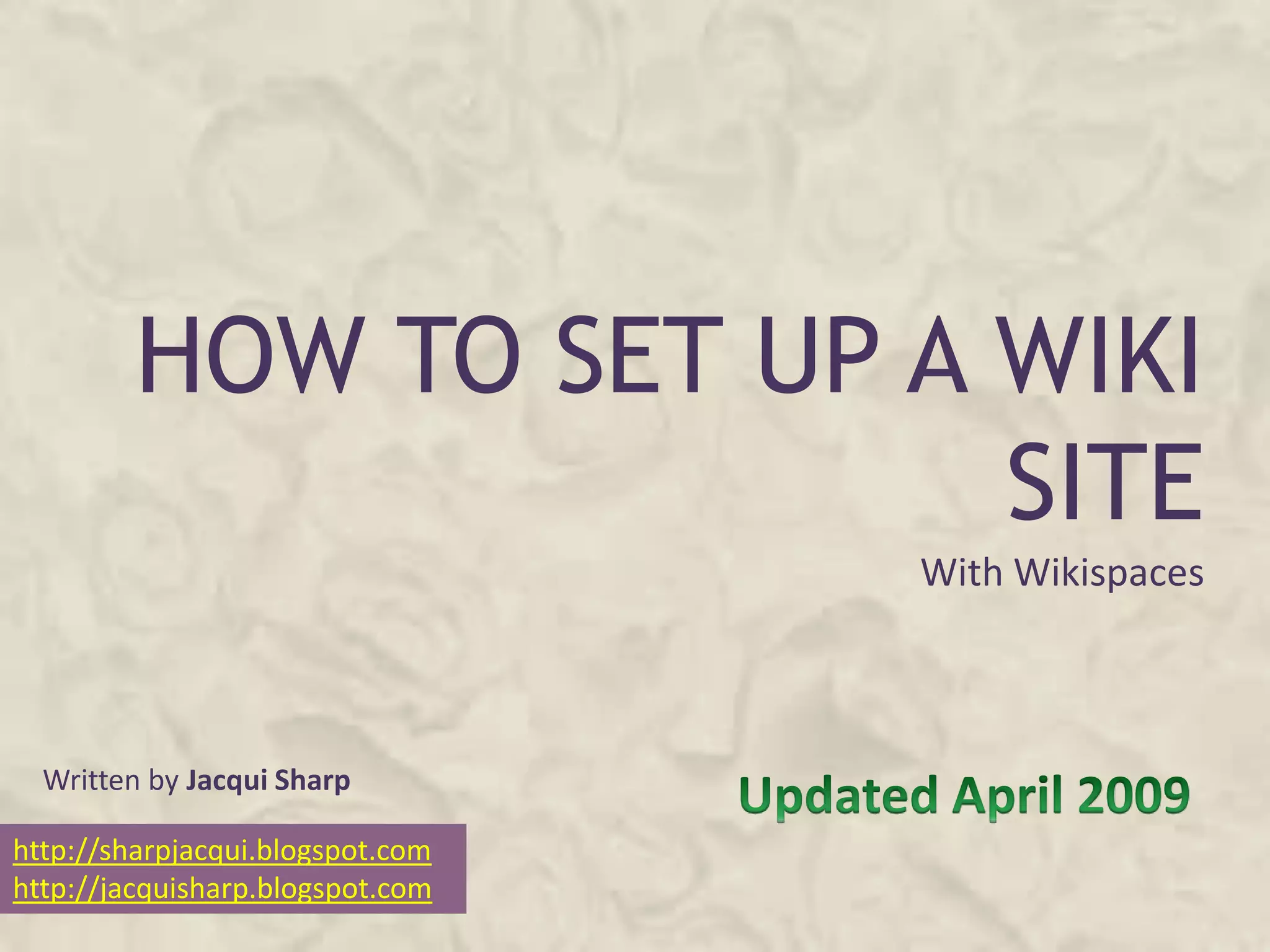 How To Set Up A Wiki Site