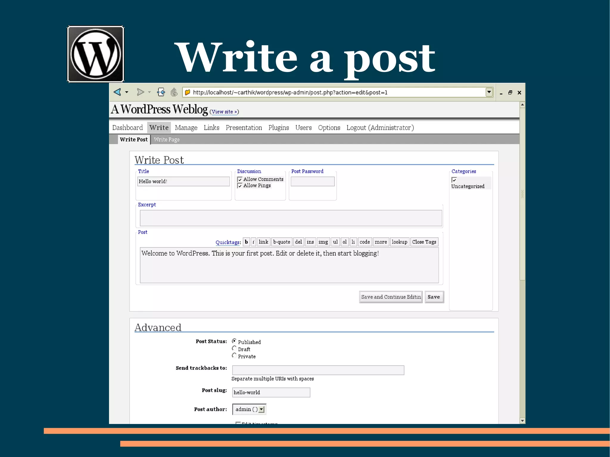 How to set up a Wordpress Blog