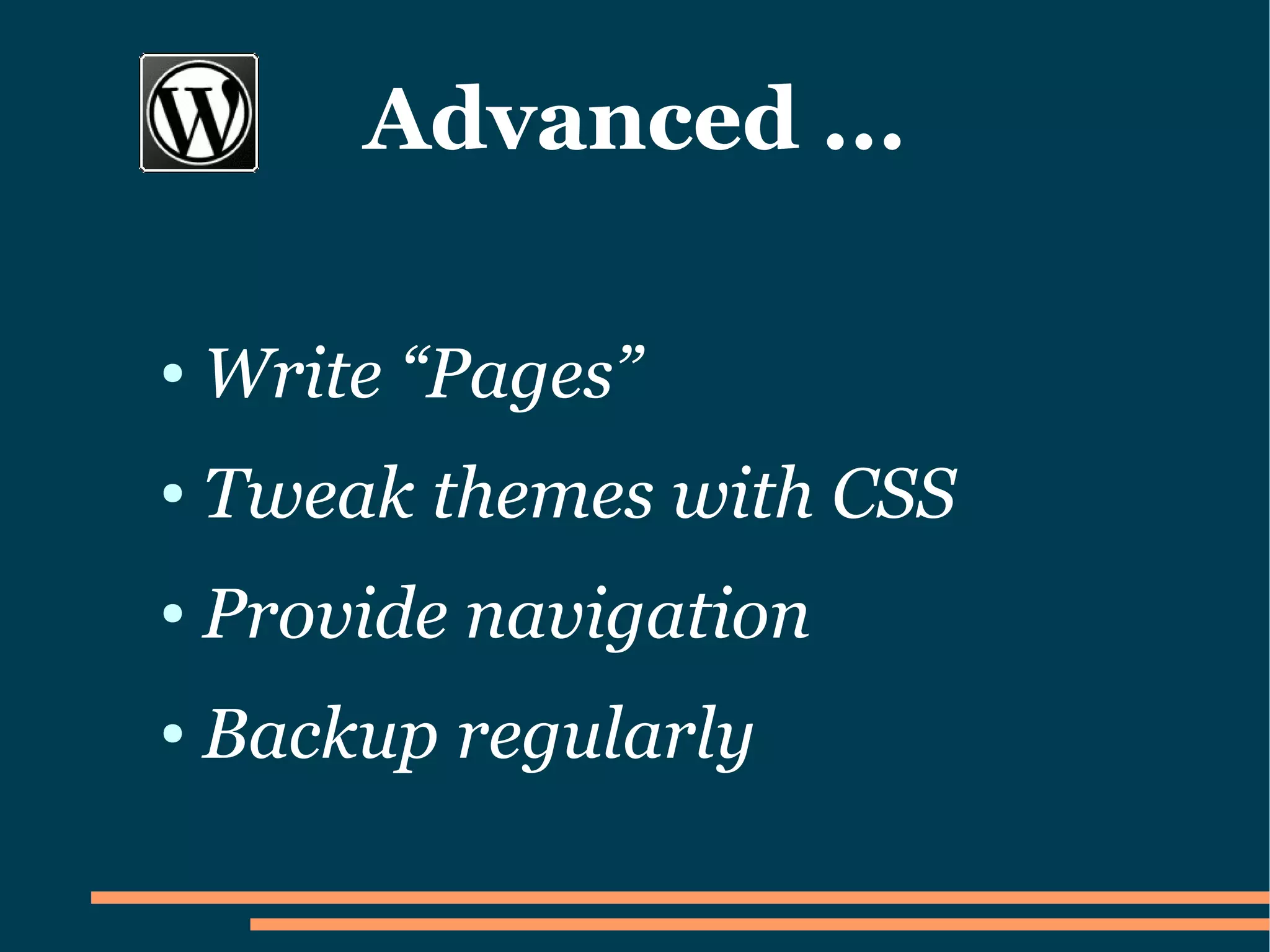 How to set up a Wordpress Blog
