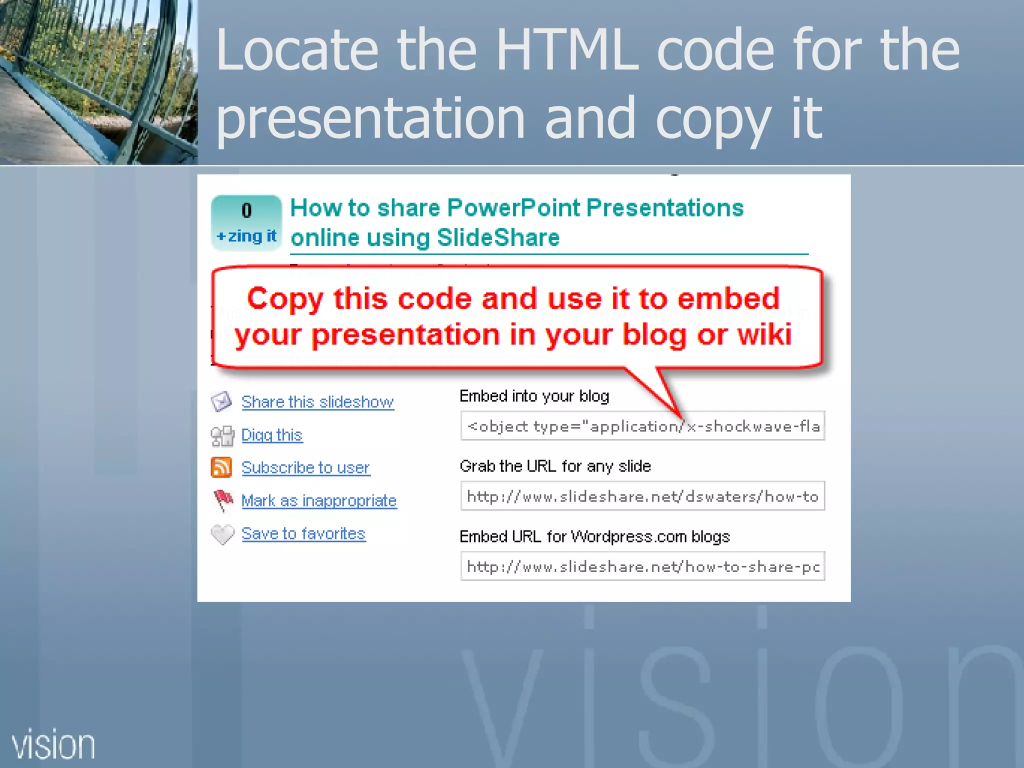 Locate the HTML code for the presentation and copy it