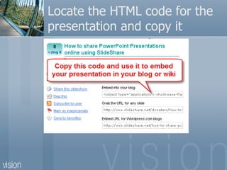 Locate the HTML code for the presentation and copy it 