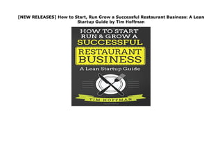 [NEW RELEASES] How to Start, Run Grow a Successful Restaurant Business ...