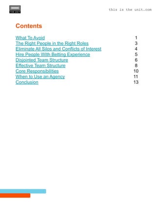 Betting Industry Guide: How to Structure Your Marketing Team | PDF