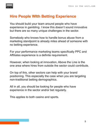 Betting Industry Guide: How to Structure Your Marketing Team | PDF