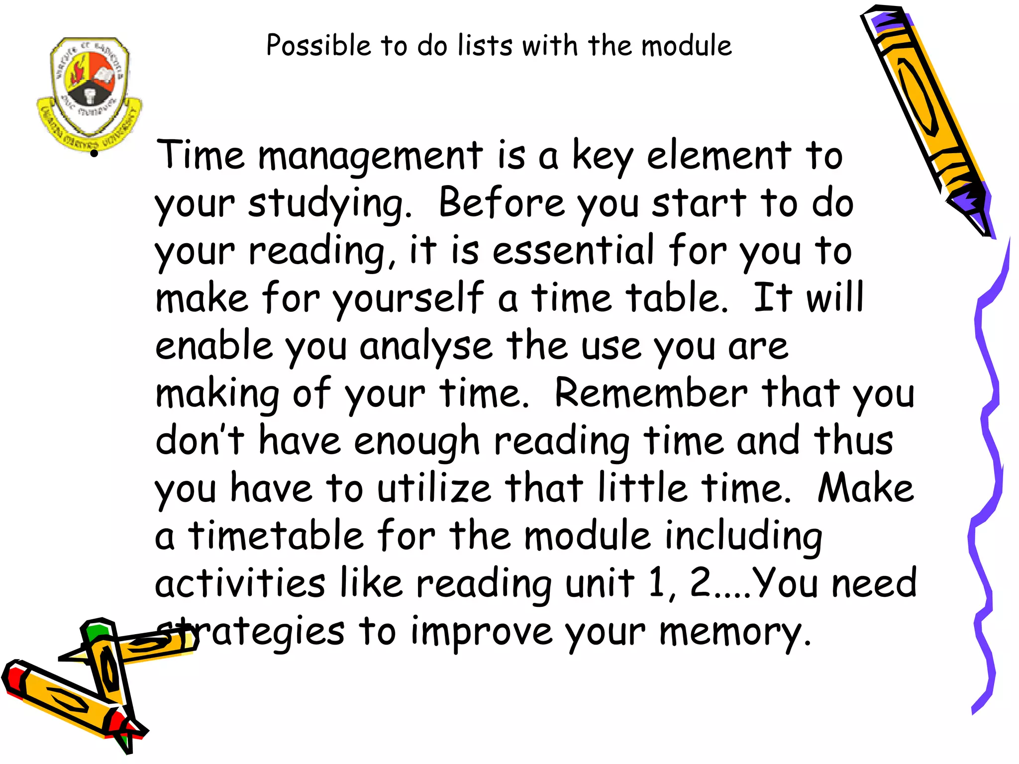 A study guide for Distance Learners